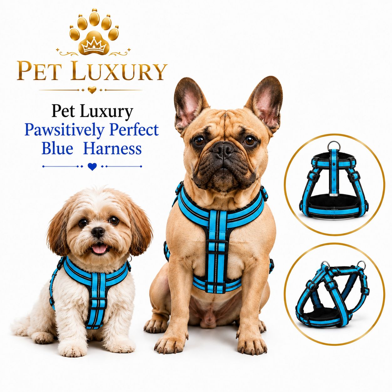 Pet Luxury Pawsitively Perfect Blue Leach Harness