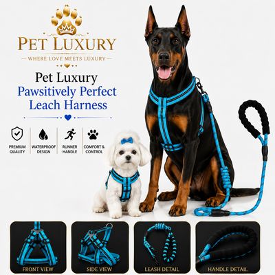 Pet Luxury Pawsitively Perfect Blue Leach Harness