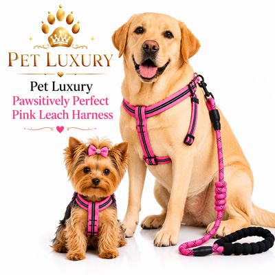 Pet Luxury Pawsitively Perfect Pink Leach Harness Pet Luxury Pawsitively Perfect Pink Leach Harness