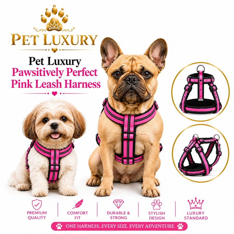 Pet Luxury Pawsitively Perfect Pink Leash Harness Pet Luxury Pawsitively Perfect Pink Leash Harness