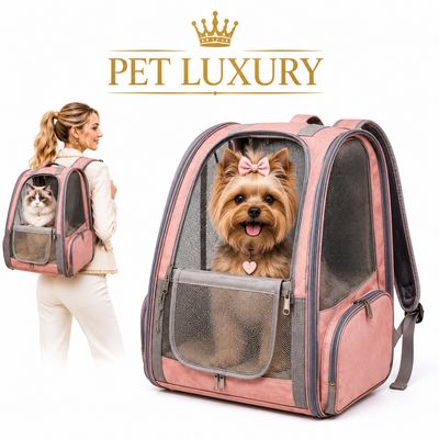PetLuxury™ Expandable Pet Carrier Backpack for Cats & Small Dogs - 4-in-1 Travel Bubble Bag with Fold-Out Bed, Pink | Airline Approved PetLuxury™ Expandable Pet Carrier Backpack for Cats & Small Dogs - 4-in-1 Travel Bubble Bag with Fold-Out Bed, Pink | Airline Approved
