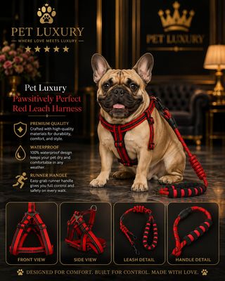 Pet Luxury Pawsitively Perfect Red Leach Harness