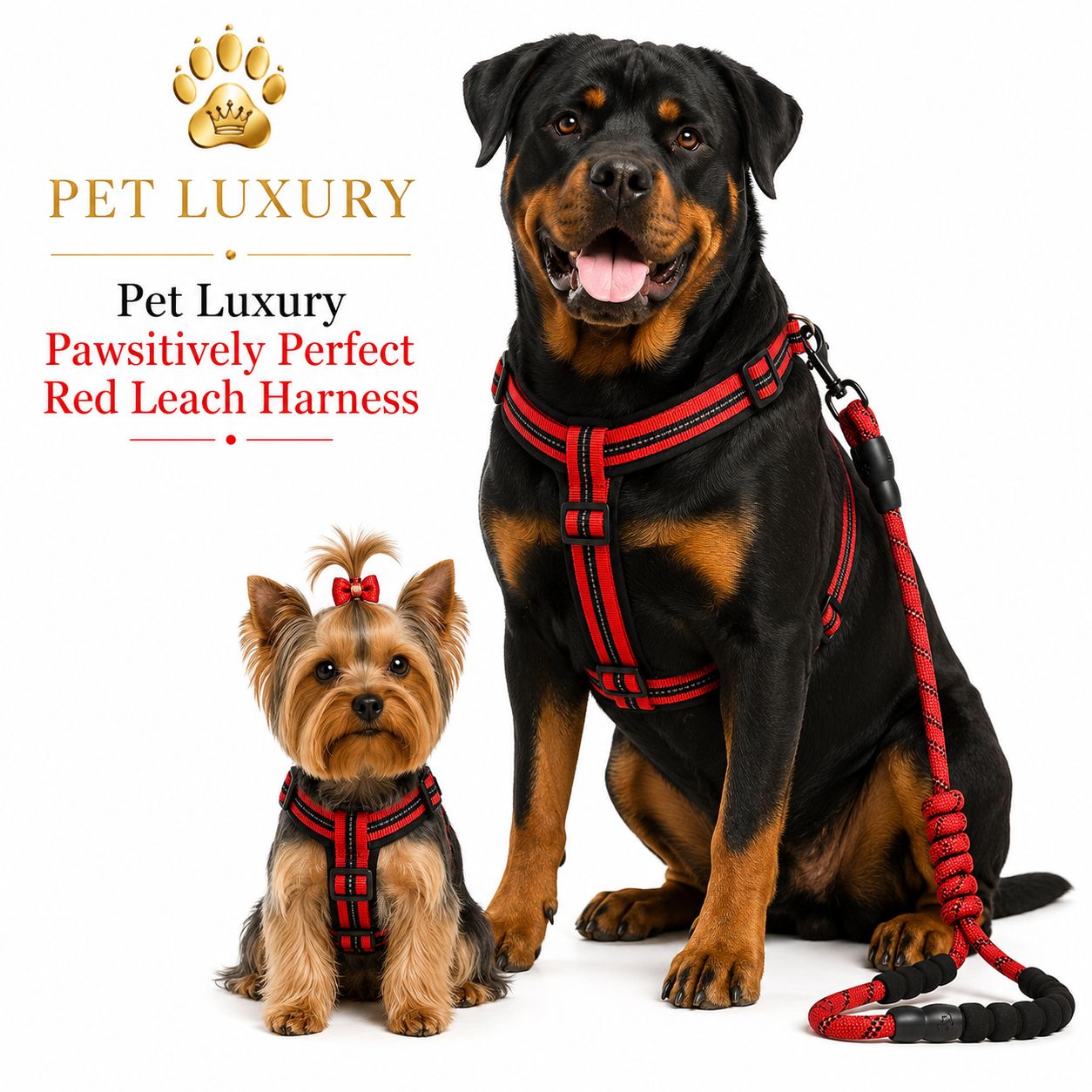 Pet Luxury Pawsitively Perfect Red Leach Harness