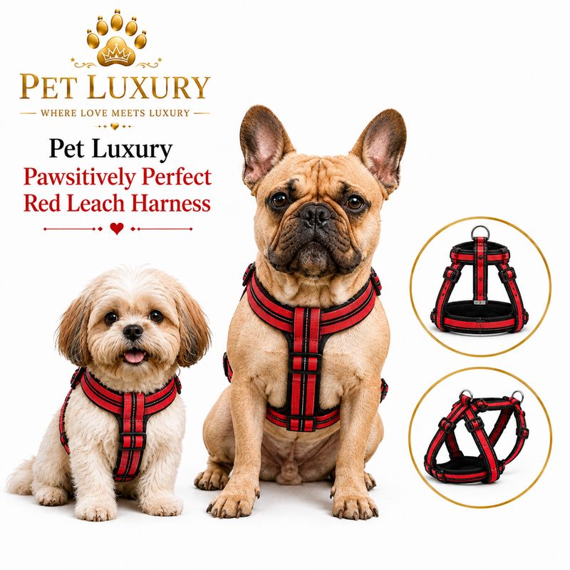 Pet Luxury Pawsitively Perfect Red Leach Harness