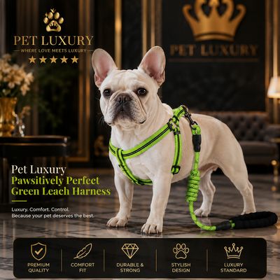 Pet Luxury Pawsitively Perfect Green Leach Harness