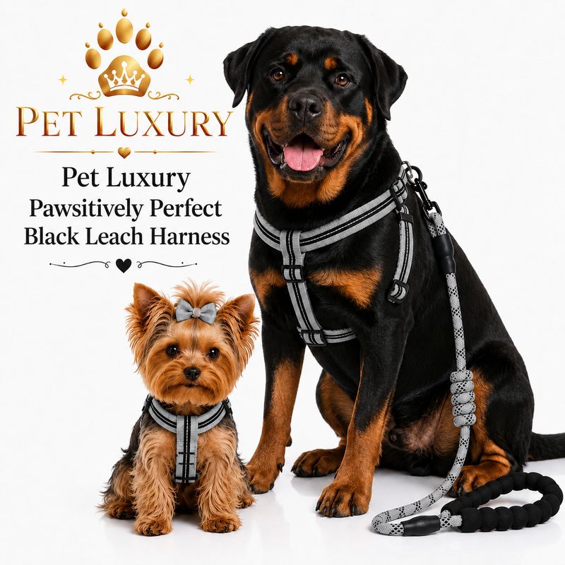 Pet Luxury Pawsitively Perfect Black Leach Harness Pet Luxury Pawsitively Perfect Black Leach Harness