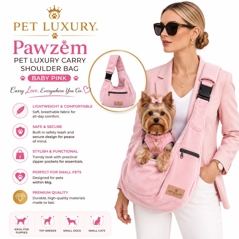 Pawzem Pet Luxury Carry Shoulder Bag – Baby Pink - Carry Love, Everywhere You Go.