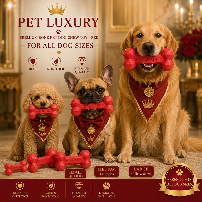 Pet Luxury Bone Pet Dog Chew Toy - Red
