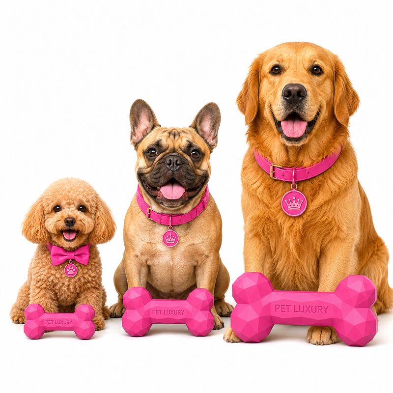 Pet Luxury Bone Pet Dog Chew Toy - Dark Pink