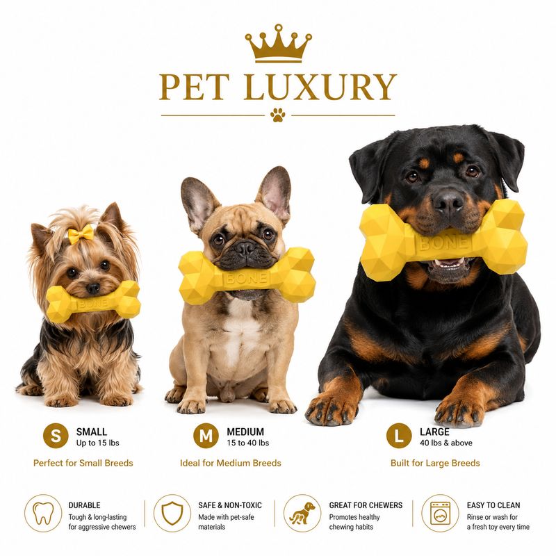 Pet Luxury Bone Pet Dog Chew Toy - Yellow