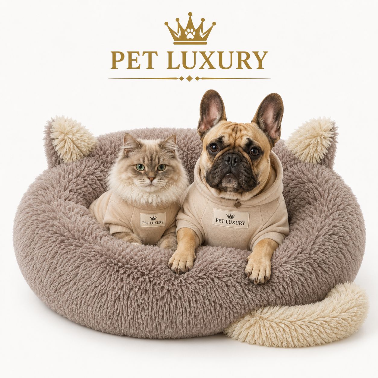 Pet Luxury Cat And Dog Bed Fluffy Paws - Grey