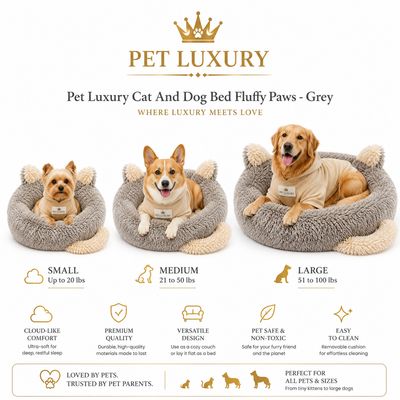 Pet Luxury Cat And Dog Bed Fluffy Paws - Grey