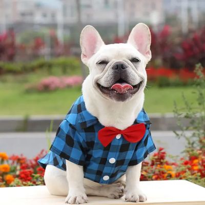 Stylish Pet Bow Tie Shirt - Blue