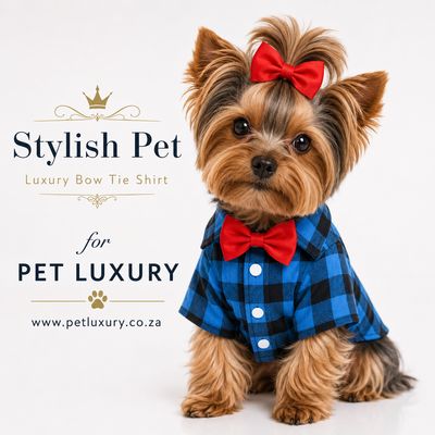 Stylish Pet Luxury Bow Tie Check Shirt - Blue Stylish Pet Luxury Bow Tie Check Shirt - Blue