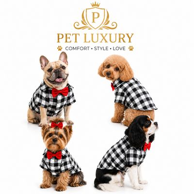 Stylish Pet Bow Tie Shirt - Black