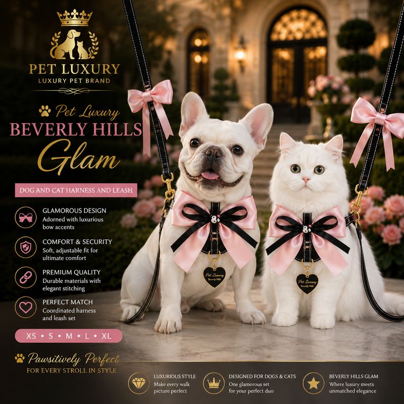 Pet Luxury Beverly Hills Glam Dog And Cat Harness And Leash