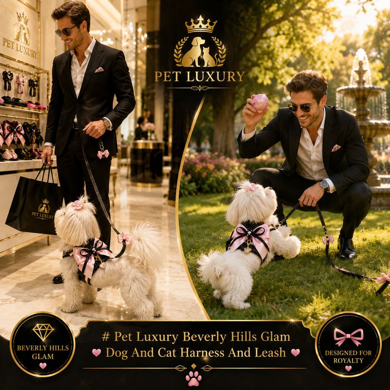 Pet Luxury Beverly Hills Glam Dog And Cat Harness And Leash