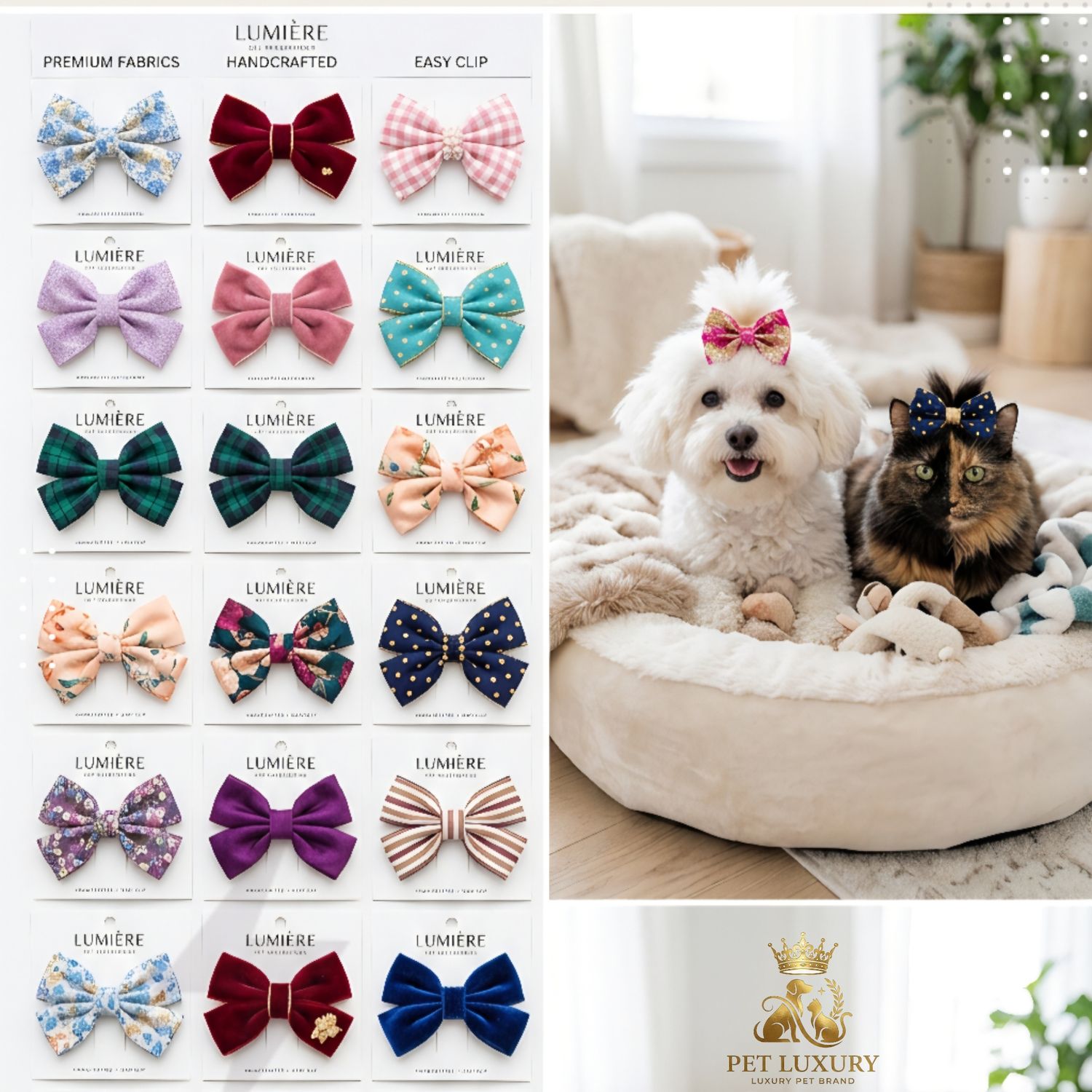 Pet Luxury Fashion Pet - Cat And Dog Hair Accessories Bow Hair Clips Set