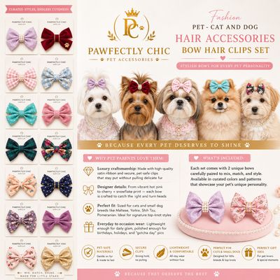 Pet Luxury Fashion Pet - Cat And Dog Hair Accessories Bow Hair Clips Set