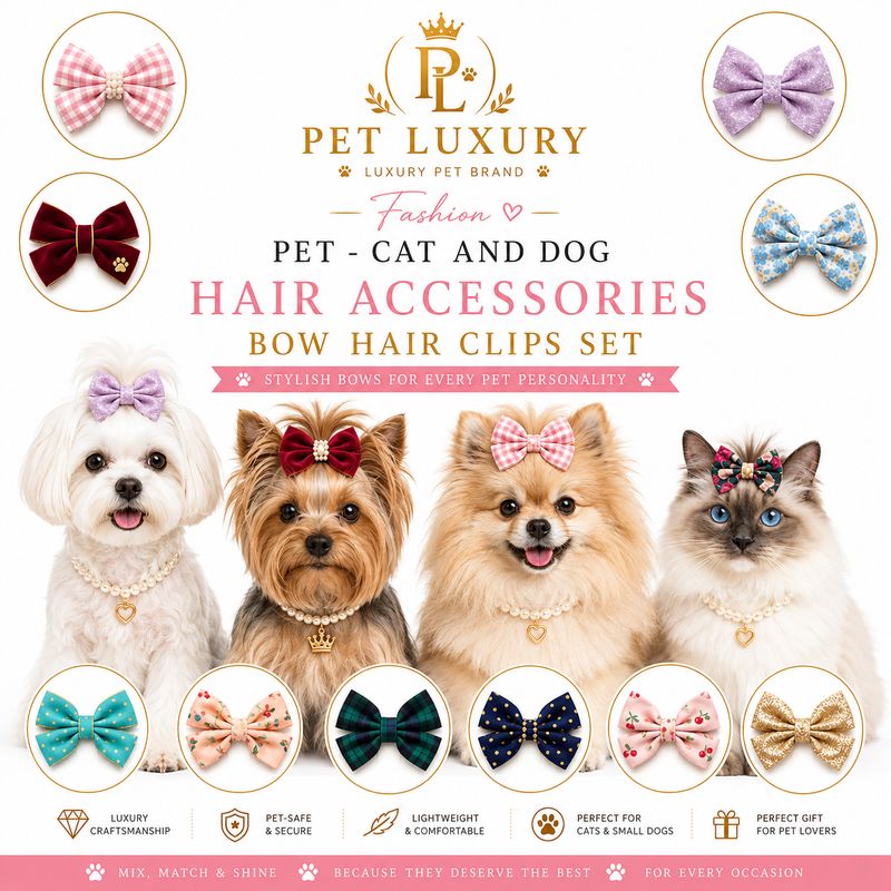Pet Luxury Fashion Pet - Cat And Dog Hair Accessories Bow Hair Clips Set