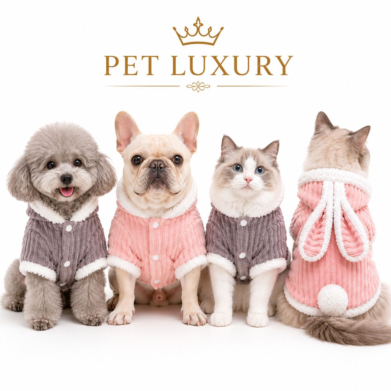 Fuzzy Wear Rabbit Dog Clothing - Brown Grey Fuzzy Wear Rabbit Dog Clothing - Brown Grey