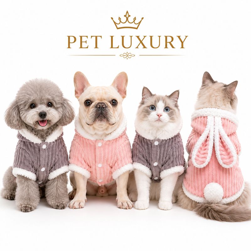Fuzzy Wear Rabbit Dog Clothing - Brown Grey Fuzzy Wear Rabbit Dog Clothing - Brown Grey