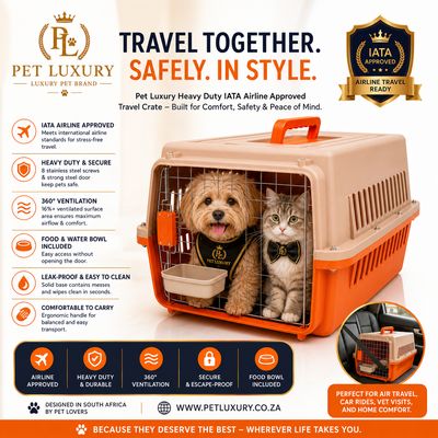 Dog Cat Carrier Airline Approved - Pet Luxury Heavy Duty IATA Travel Crate with Steel Door, Screws, Food Bowl & Ventilation - Pet Kennel for Travel, Orange