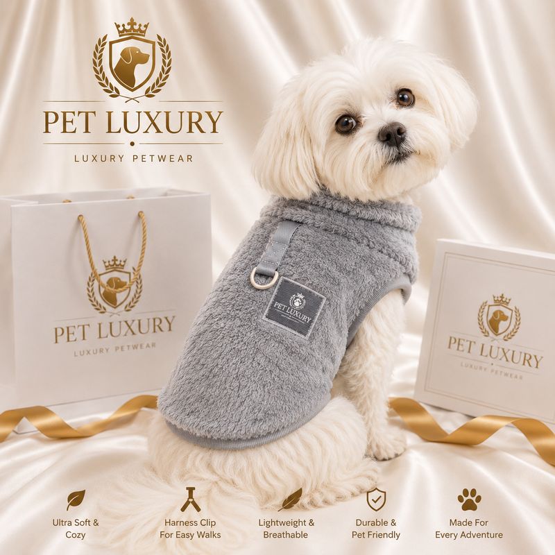 Wowzy Pet Luxury Jerseys With Harness Clip - Grey