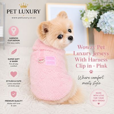 Wowzy Pet Luxury Jerseys With Harness Clip - Pink