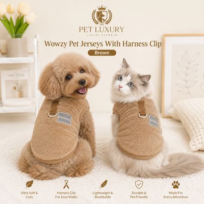 Wowzy Pet Jerseys With Harness Clip - Brown