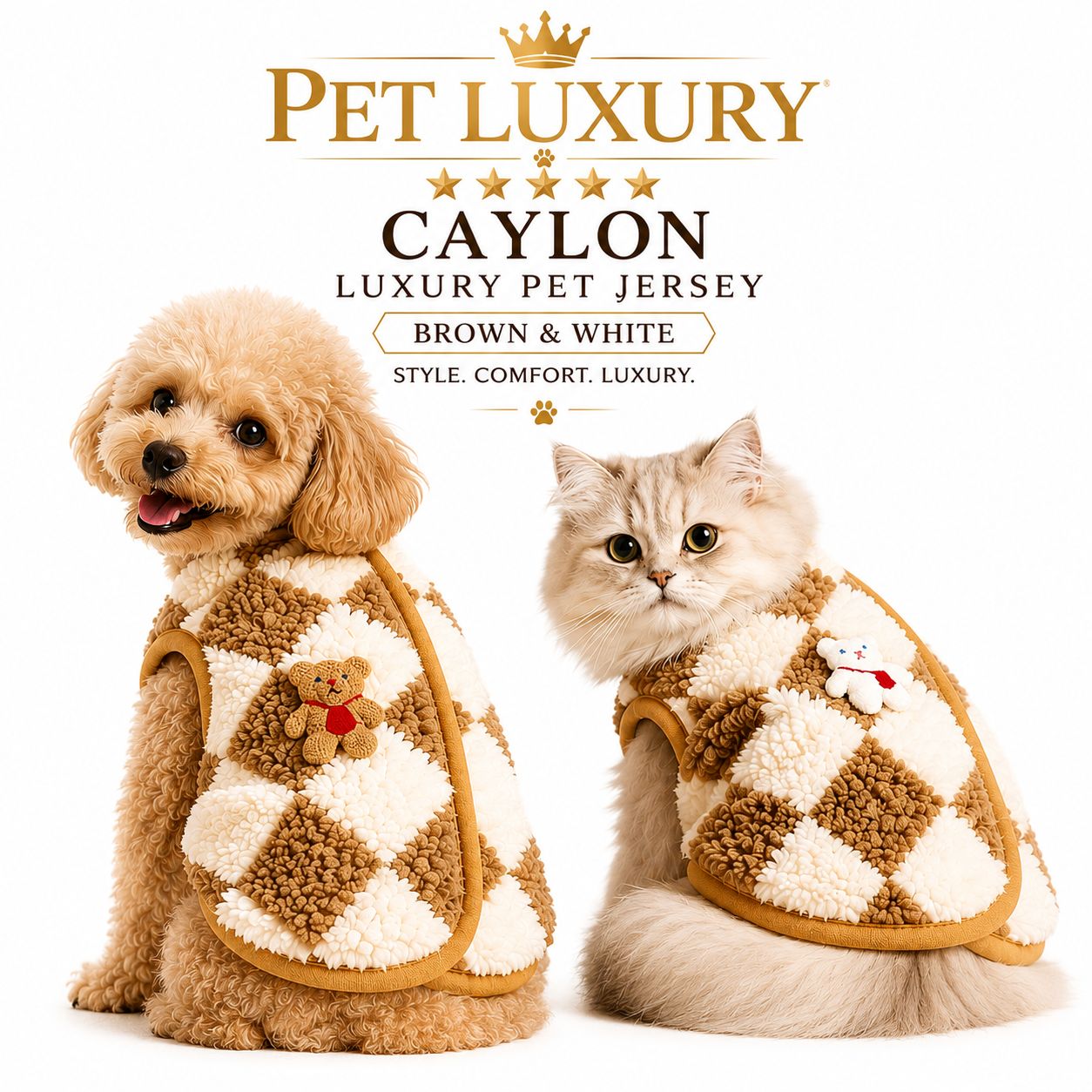 Pet Luxury Dog And Cat A-Fashion Jersey Clothing - Brown Pet Luxury Dog And Cat A-Fashion Jersey Clothing - Brown