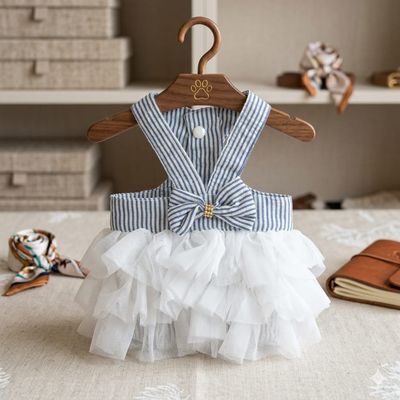 My Little Angel Dog And Cat Dress - Blue and White