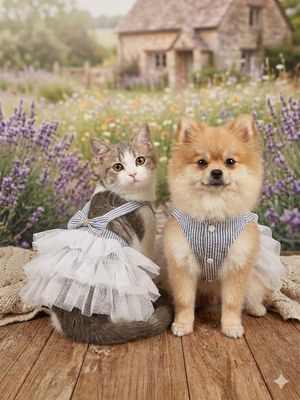 My Little Angel Dog And Cat Dress-Blue and White