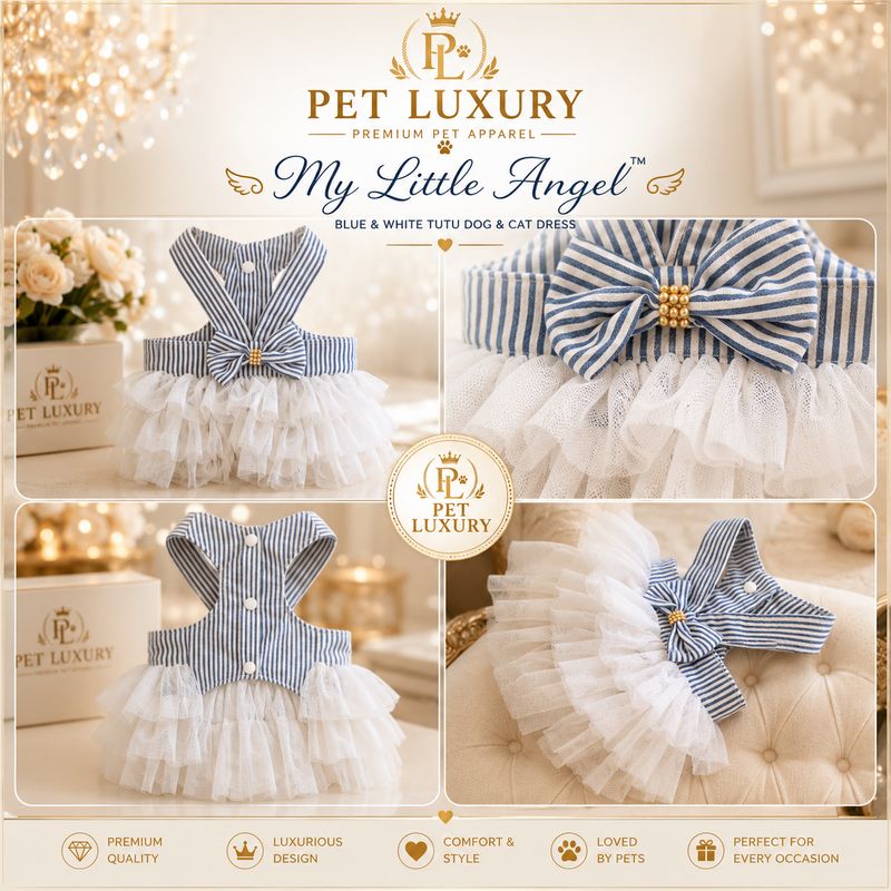 Pet Luxury My Little Angel™ – Blue & White Tutu Dog & Cat Dress | 3,300 Stores SA
