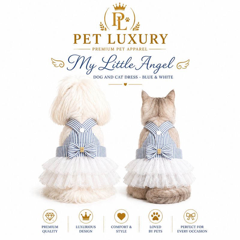 Pet Luxury My Little Angel™ – Blue & White Tutu Dog & Cat Dress | 3,300 Stores SA