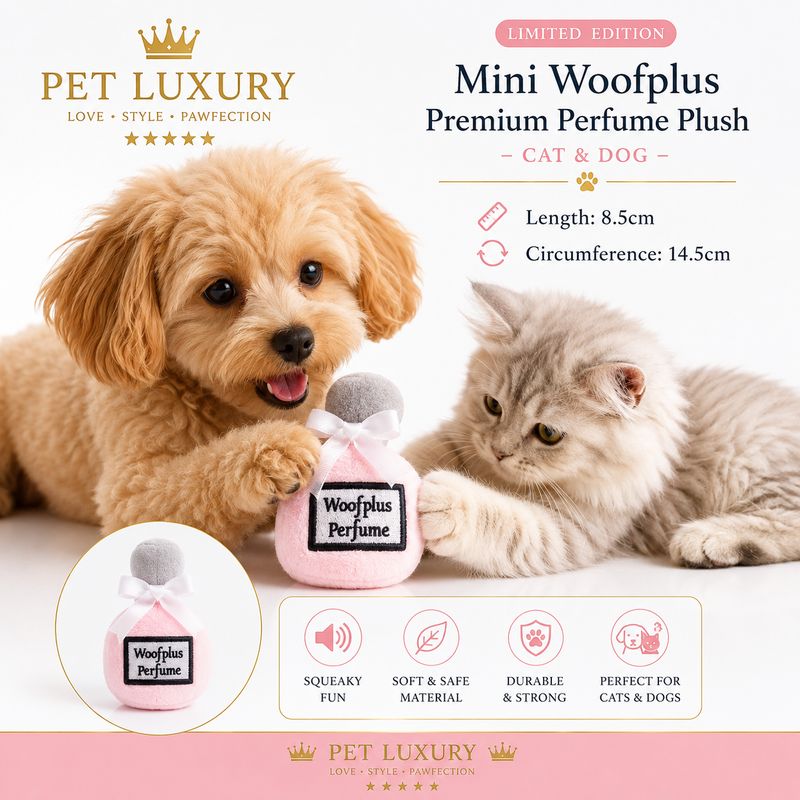 Woofie Pink Perfume Plush Pet Toy – Gray Cap Edition