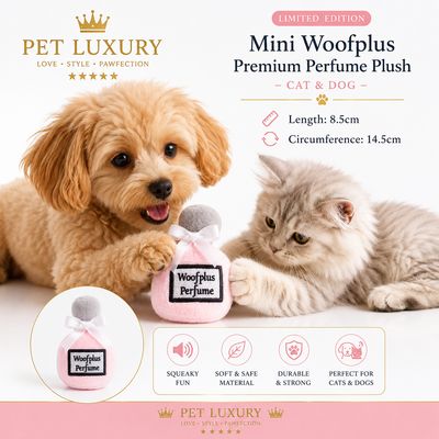 Woofie Pink Perfume Plush Pet Toy – Gray Cap Edition Woofie Pink Perfume Plush Pet Toy – Gray Cap Edition