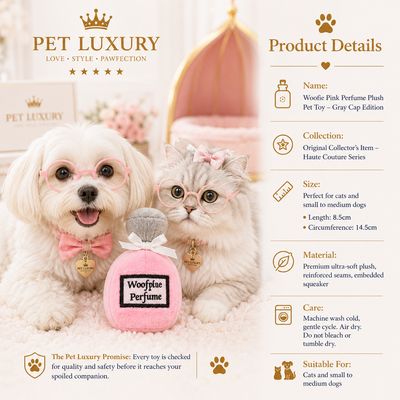 Woofie Pink Perfume Plush Pet Toy – Gray Cap Edition