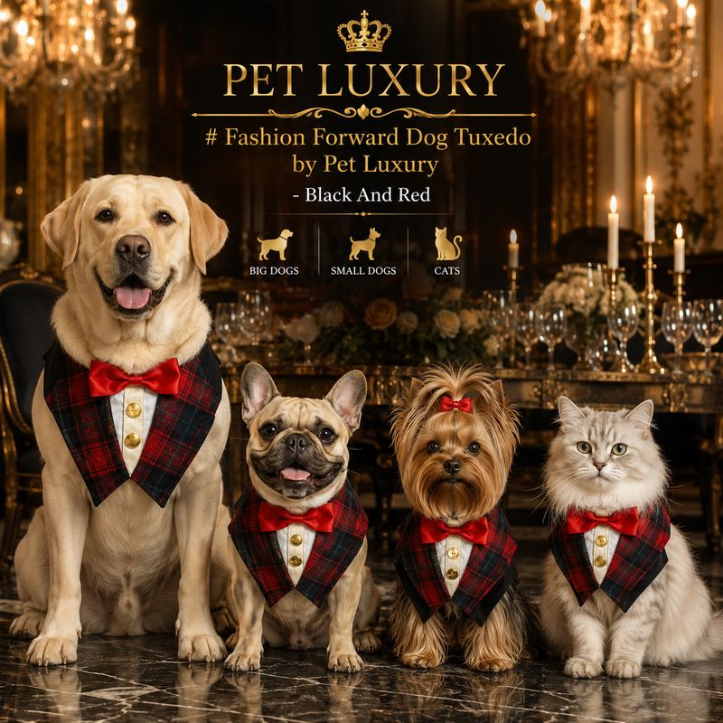 Fashion Forward Dog Tuxedo by Pet Luxury - Black And Red