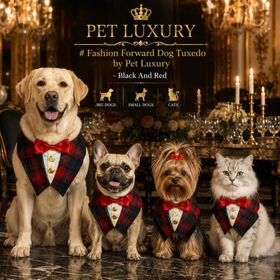 Fashion Forward Dog Tuxedo by Pet Luxury - Black And Red