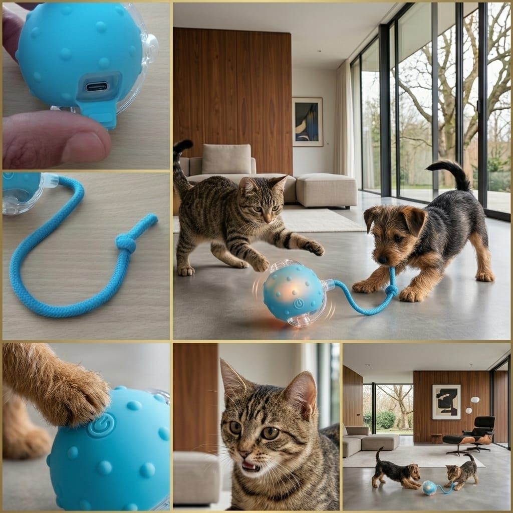 AI LED Cat and Dog Blue Ball