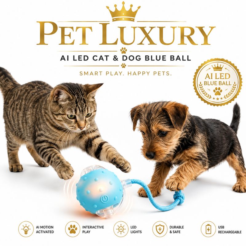 PET LUXURY | AI Smart Play Ball – Electric Blue