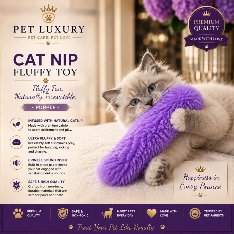 Cat Nip Fluffy Toy - Purple