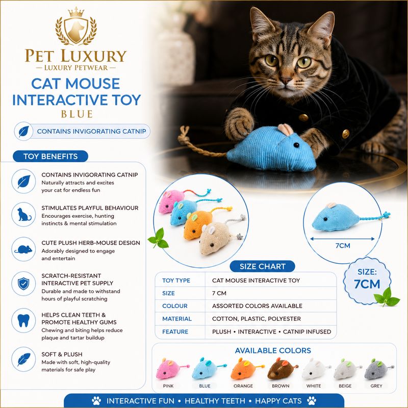 Pet Luxury Cat Mouse Interactive Toy - Blue