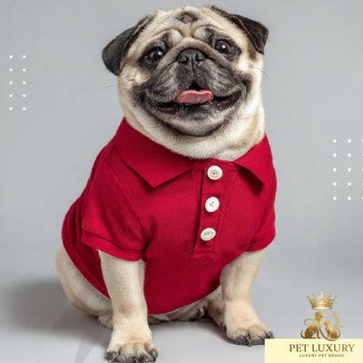 Casual-Chic Golf Styling Pet Dog Or Cat Shirt - Red