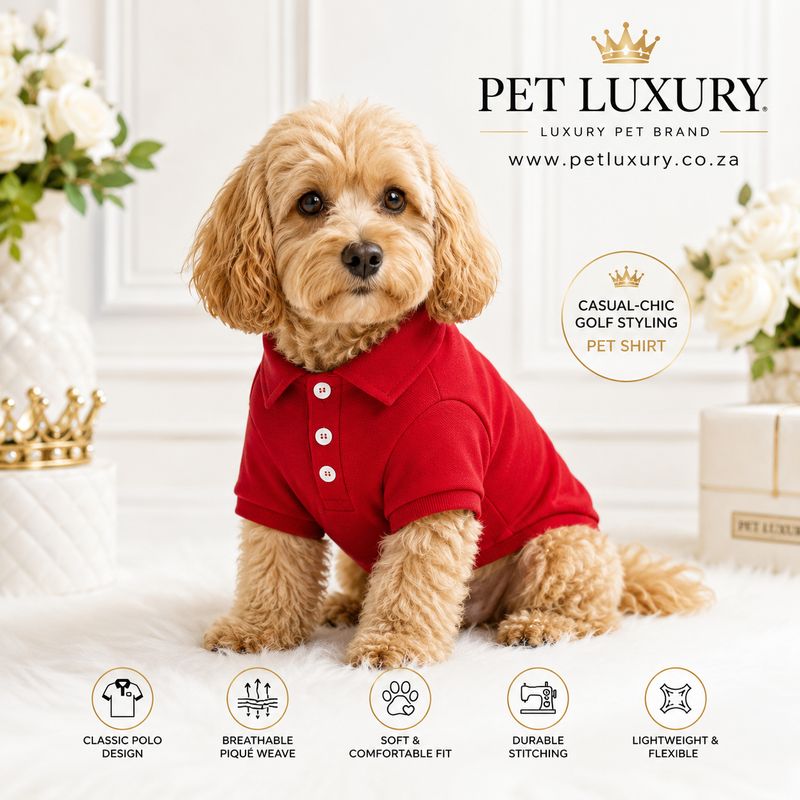 Casual-Chic Golf Styling Pet Dog Or Cat Shirt - Red