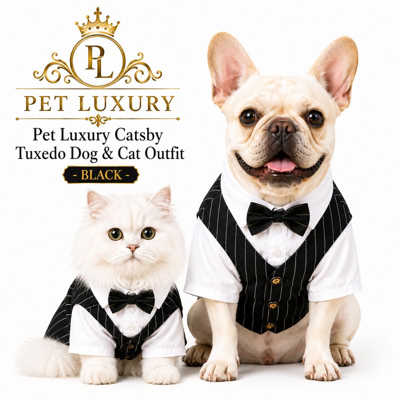 Pet Luxury Catsby Tuxedo Dog & Cat Outfit - Black