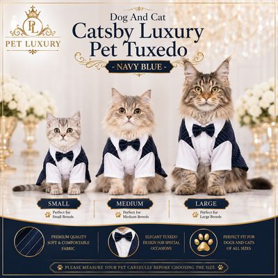 Dog And Cat Catsby Luxury Pet Tuxedo - Navy Blue