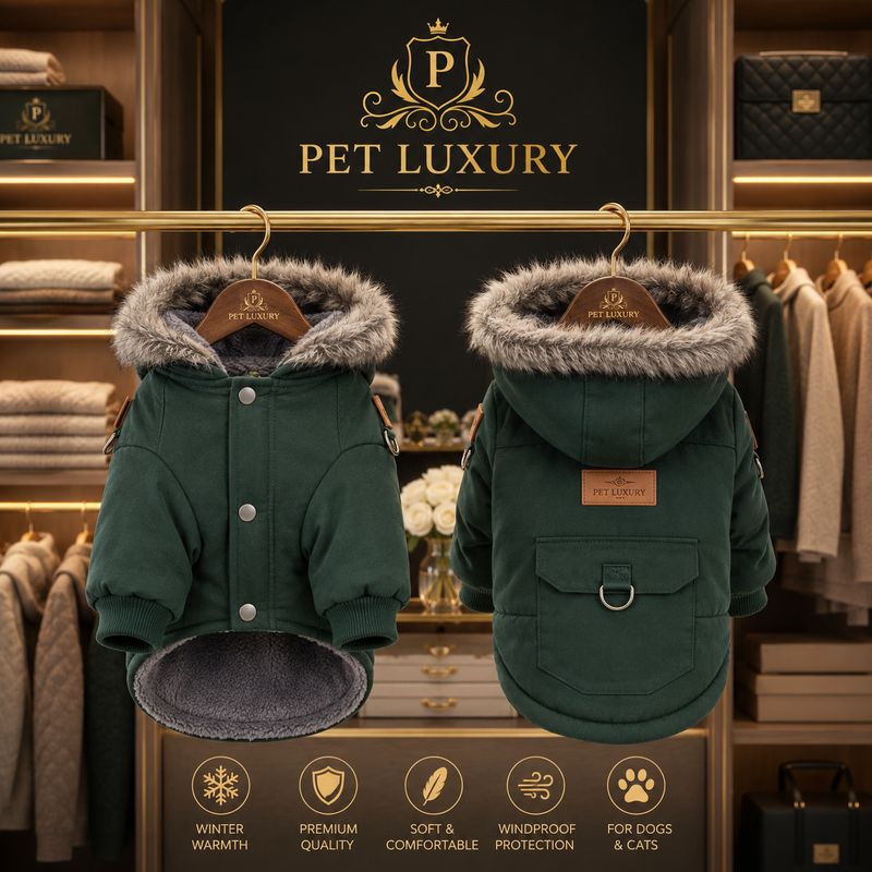 Pet Luxury FuzzyFur Winter Jacket – Emerald Green