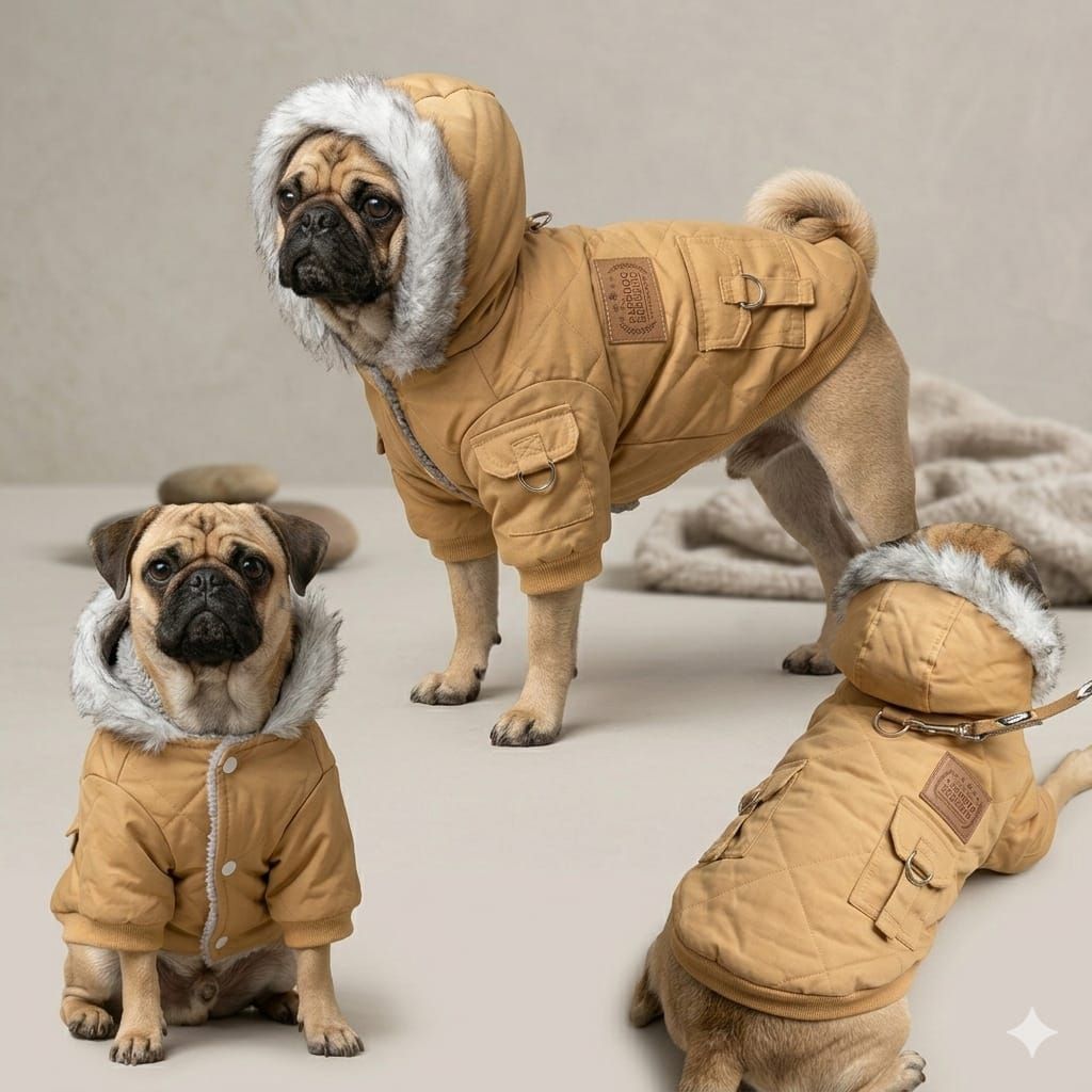 Pet Luxury FuzzyFur Winter Pet Jacket-Beige
